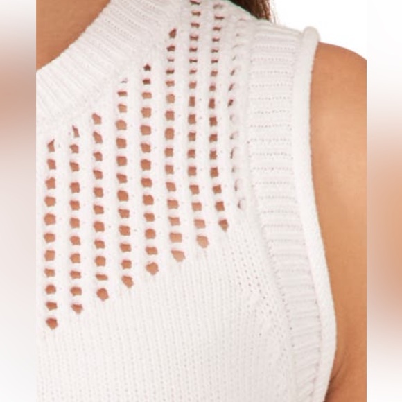 Sleeveless Crochet Tank Open Stitch Cotton Sweater Vest Summer White Top - Picture 4 of 8